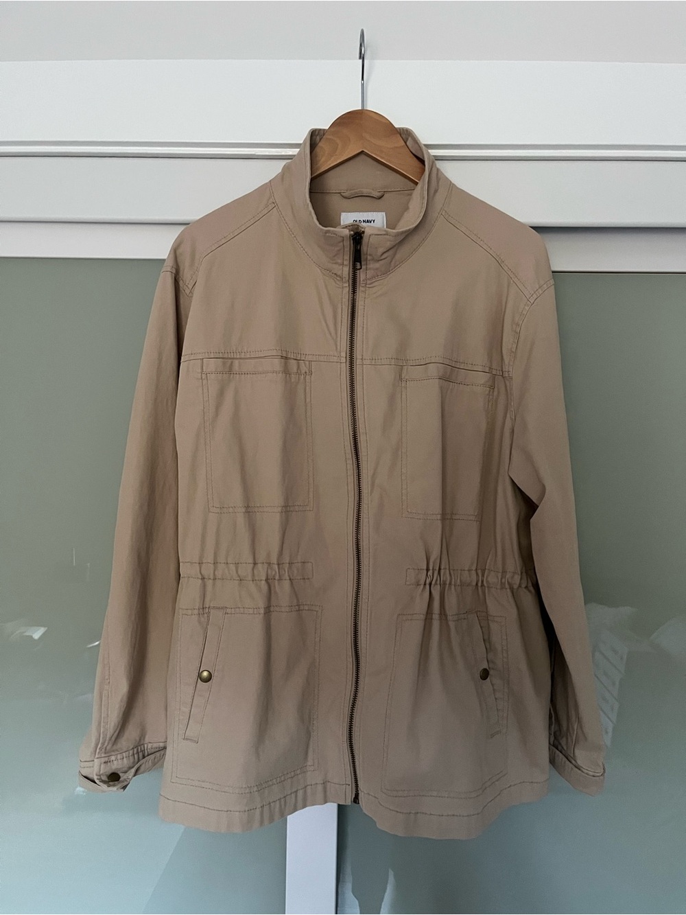Old Navy Tan Zip-Up Cotton Twill Jacket